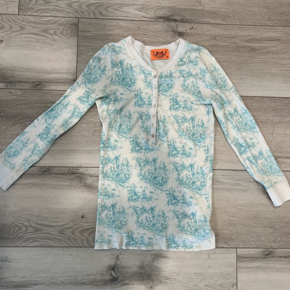 Juicy Couture Tops - Vintage Juicy Couture Light Teal &Cream Tone Women’s Long Sleeve Thermal Tee